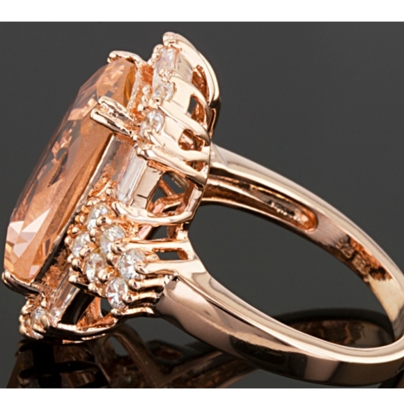 Pink And White Cubic Zirconia Morganite Rose Gold Over Sterling Silver R… - Picture 2 of 4